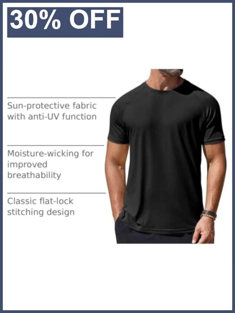 Men's UPF 50+ Rash Guard Swim Shirt Quick Dry Workout Tee